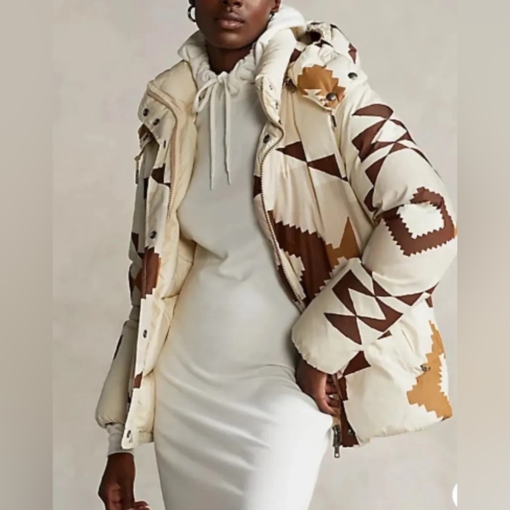 Cream & Brown  Southwestern Puffer Jacket Polo Ralph Lauren - Women’s S